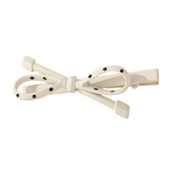 2 шт. Заколка для волос в французском стиле, с точечным принтом, полая, дизайн с бантом, зажимы для волос, для визуального сужения лица, универсальный аксессуар для волос