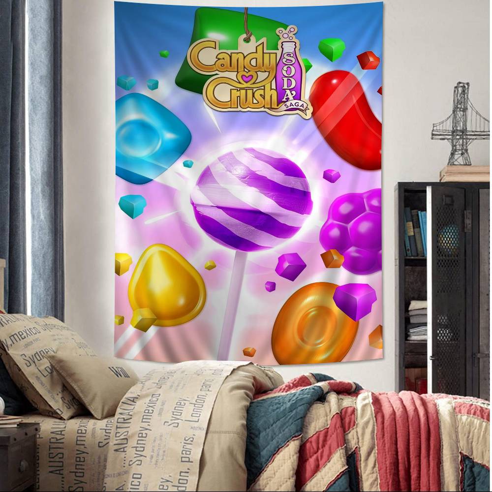 CCandy CCrush SSaga Cartoon Tapestry Art Science Fiction Room Home Decor Art Home Decor
