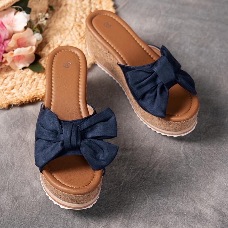 Women'S Stylish Leopard Print Wedge Sandals with Bow Detail - Non-Slip EVA Sole,High Heel Platform Shoes for Casual Wear, Casual Footwear Leopard