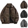 Men's Loose Leather Jacket Zip-Up Motorcycle Jackets Classic Causal PU Leather Coats
