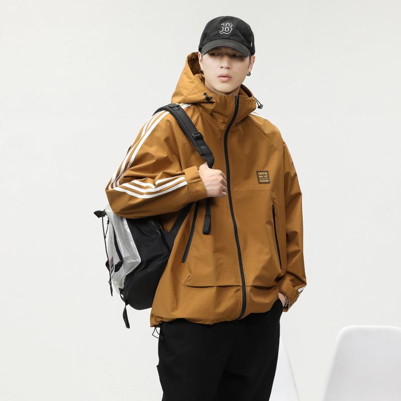 Куртка для активного отдыха Мужская куртка для инструментов Свободная куртка большого размера Тяжелая модная спортивная куртка с капюшоном Износостойкая