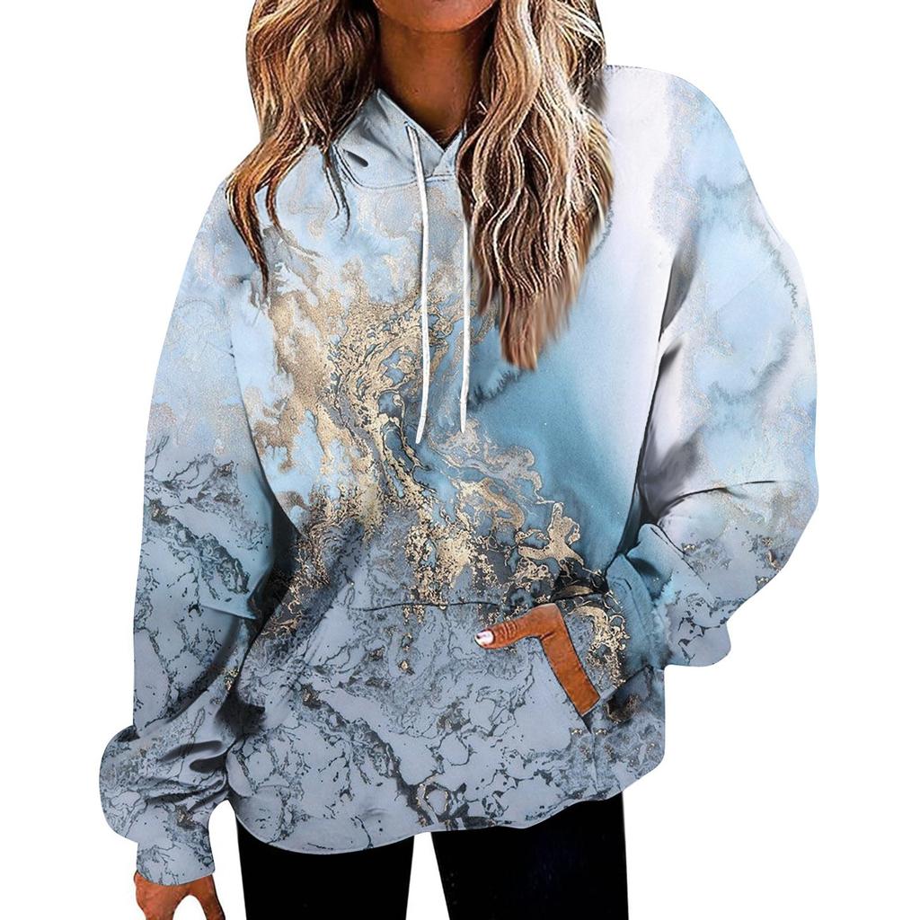 Женская мода Повседневные Универсальные Повседневные толстовки с круглым вырезом Графика Повседневные с длинным рукавом Градиент Лоскутная верхняя одежда с принтом Толстовки