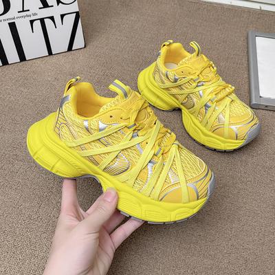 Модные Новые 2025 Лето Женские Кроссовки на Платформе Толстая Подошва Дышащая Сетка Повседневные Массивные Туфли Высокий Каблук 6 см Спортивные Папины Кроссовки Женские