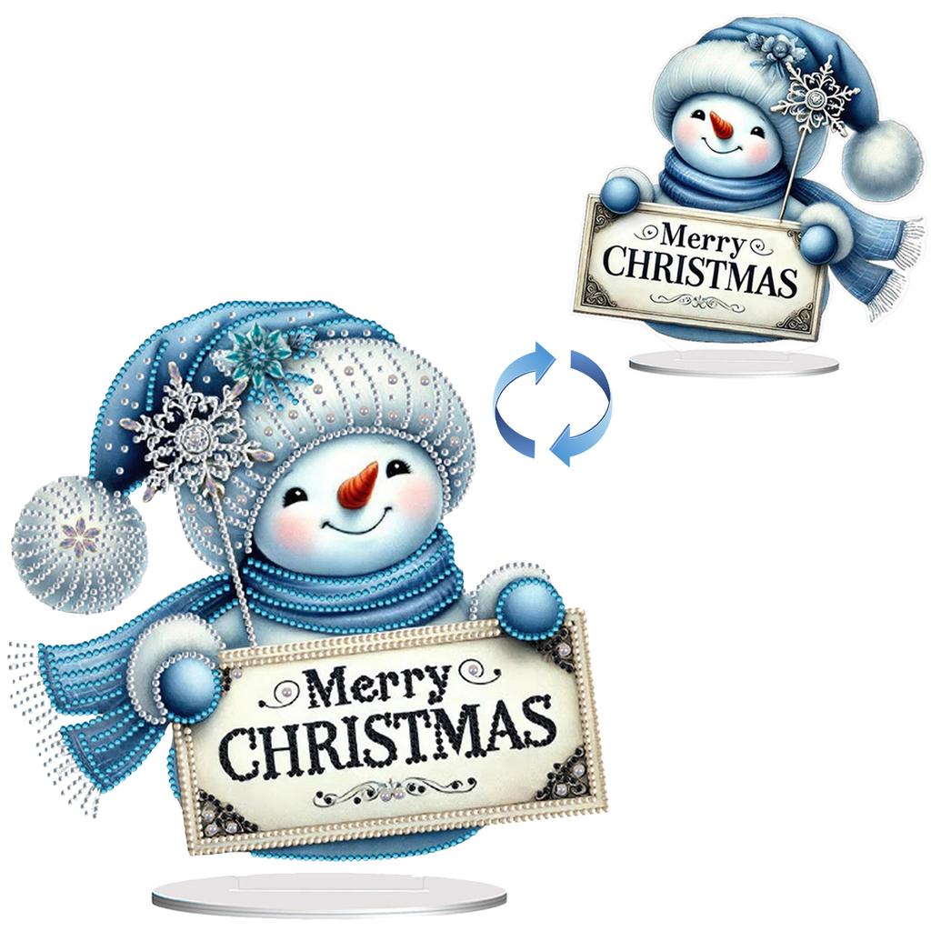 Christmas 2D Flat Diamond Painting Desktop Ornaments Kit 5D DIY Diamond Art Tabletop Decorations for Home Office Desktop Decor