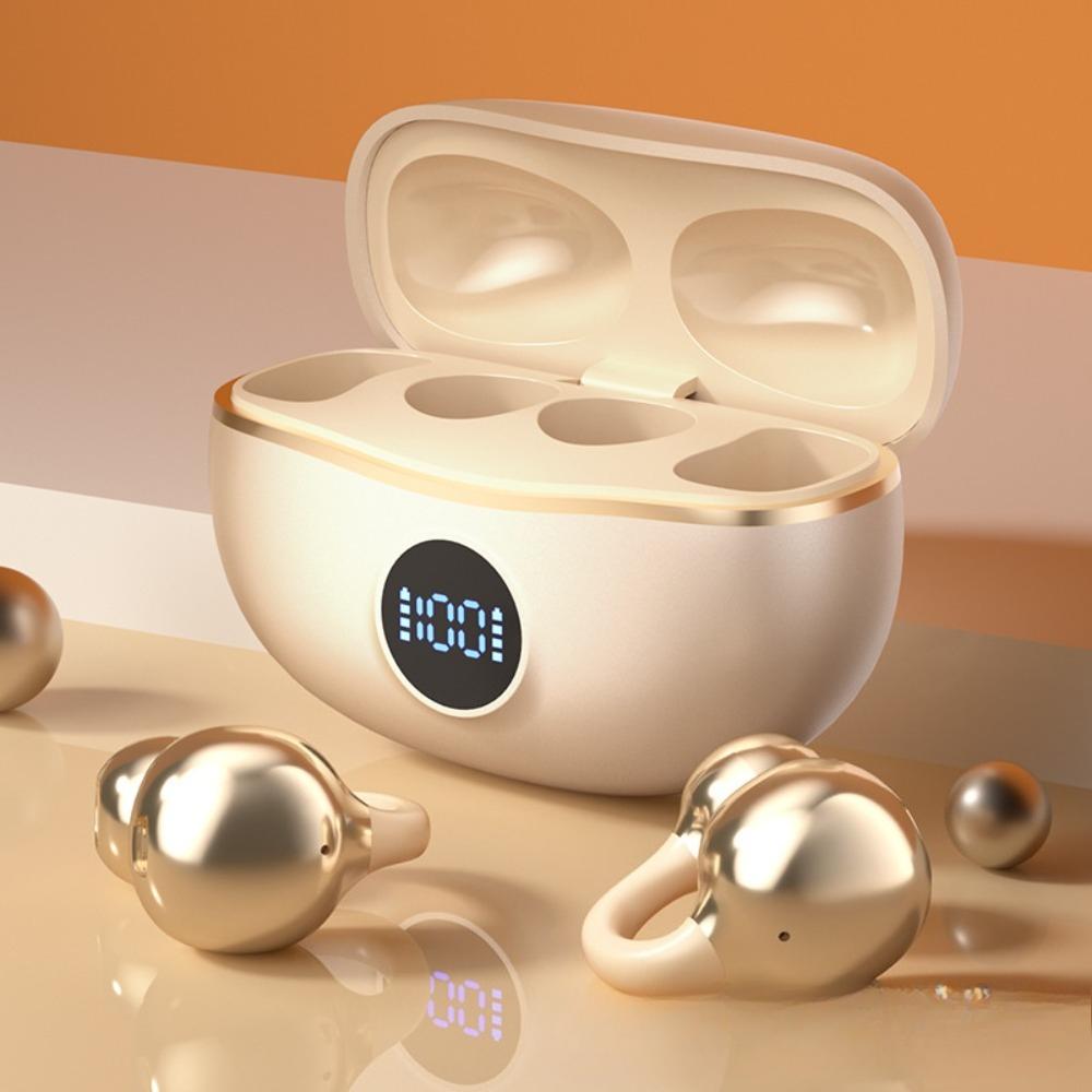 Clip on Headphones Open Ear Wireless Bluetooth 5.4 LED Display Earbuds with Mic,Noise Cancelling,Comfortable Sports Earphones