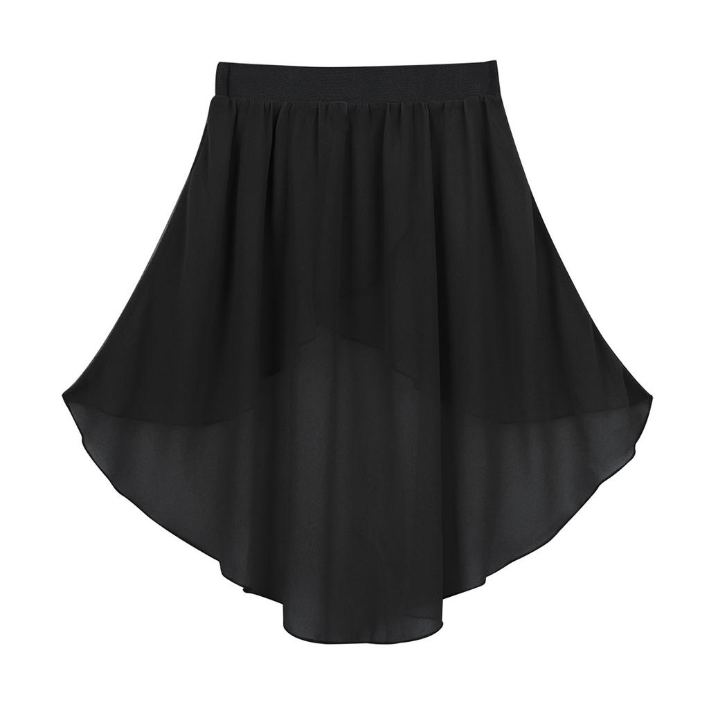 Baby Girls High-Low Elastic Waistband Chiffon Skirt for Ballet Jazz Dance Studio Practice Performance