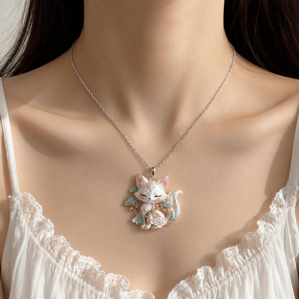 Deer Enamel Pendant Necklace Trendy Fashion Chinese Lion Clavicle Chain Valentine's Day