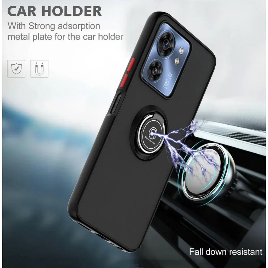 Вращающийся держатель Кольцо Магнитный чехол для Moto Edge 40 Neo 30 Fusion Neo Ultra G72 G84 G54 G14 G52 G60 G 60S G13 G23 Матовый чехол