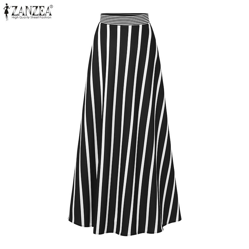 ZANZEA Женские повседневные свободные длинные юбки в полоску