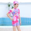 Комплект милого детского купальника для девочек, цельный купальник и шапочка для плавания