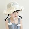 Детская панамка для принцессы Защита от солнца Детская рыбацкая шляпа Модная белая кружевная шляпа-ведро Пляжная
