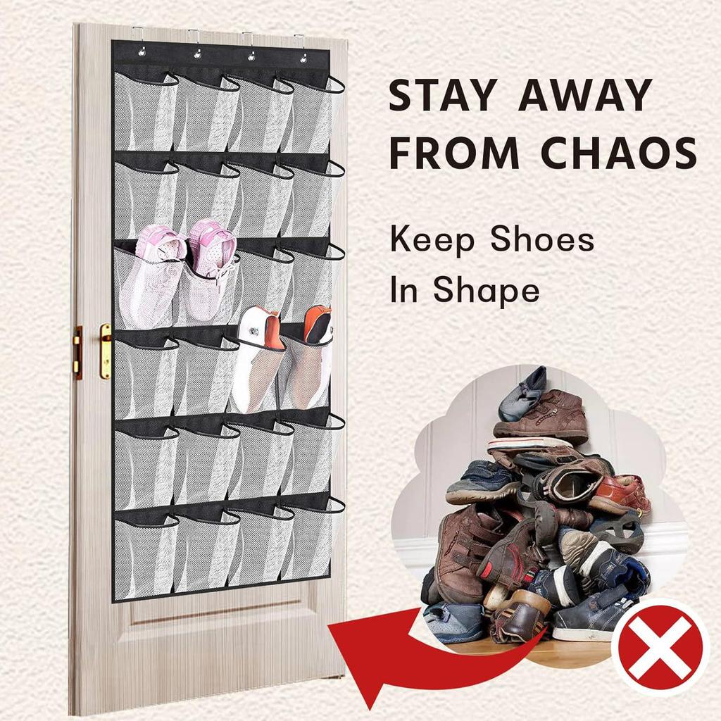 24-Grid Hanging Shoe Storage Organizer with Multi-Layer Pockets