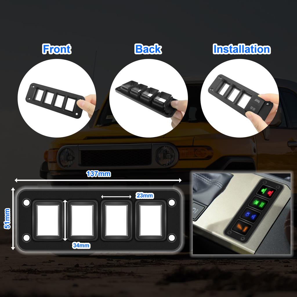 2 / 3 / 4 Gang Push Switch Panel Black Plastic Holder Housing for Toyota LandCruiser 4Runner Prado Hilux Hiace Relays 5