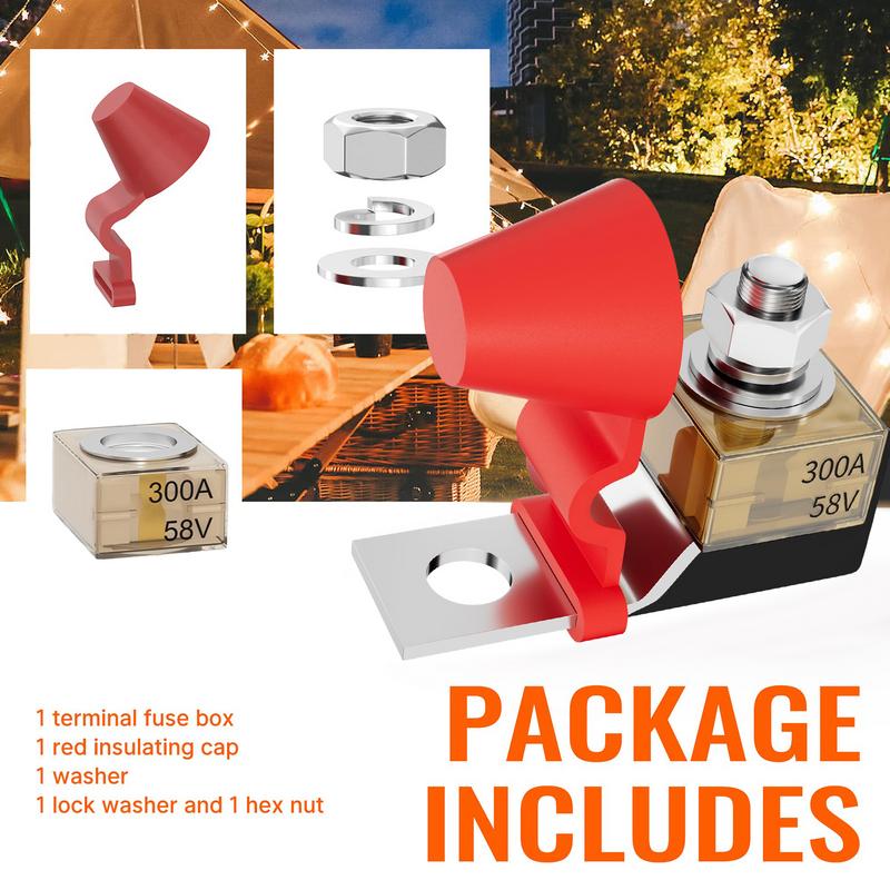Комплект предохранителей для клемм аккумуляторной батареи постоянного тока, устойчивый к высоким температурам, автомобильные держатели предохранителей, пылезащитный блок предохранителей MRBF, автомобильные аксессуары