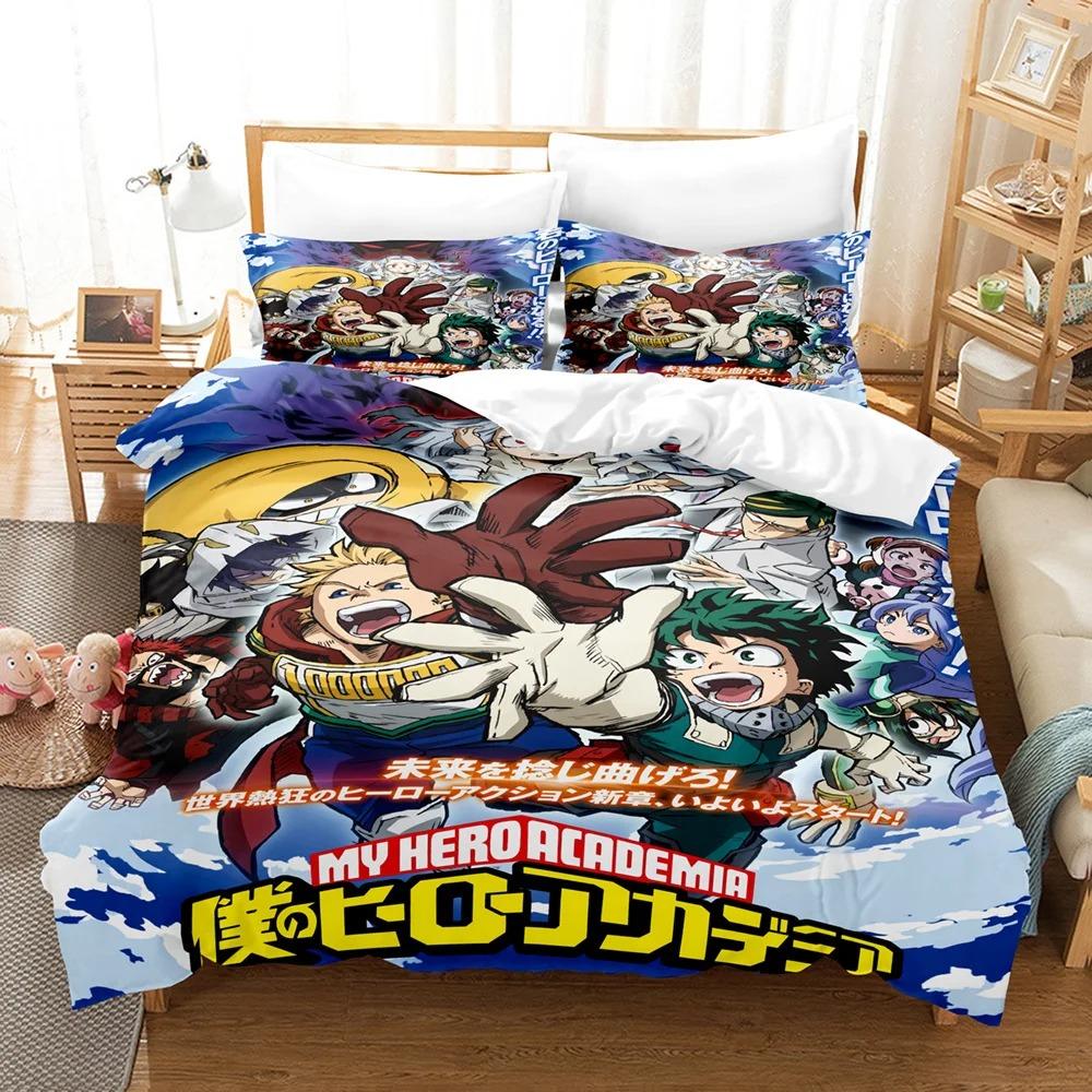 Новый комплект постельного белья My Hero Academia, мягкое постельное белье с японским аниме, односпальное, двуспальное, двуспальное, двуспальное, полноразмерное, пододеяльник, постельное белье для мальчиков-подростков