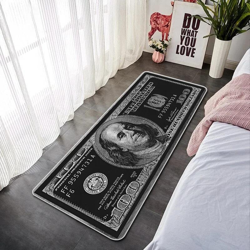 Креативный коврик для пола с принтом долларовой купюры, нескользящий ковер для спальни, гостиной, кухни, прихожей, прочный моющийся ковер, домашний декор