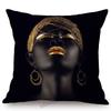 Black Gold African Lady Girl Style Modern Fashion Living Room Luxury Looking Decoration Art Sofa Pillow Case Linen Cushion Cover
