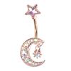 Women Moon Star Colorful Rhinestone Navel Ring Body Piercing Jewelry