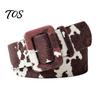 Trendy Animal Pattern Belt Women Cow Belt, Imitation Horse Hair Leather Waist Soft Texture Fabric Covered Buckle Band for Jeans Dresses Casual