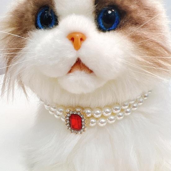 Ожерелье для питомца Сверкающие стразы Ожерелье из искусственного жемчуга для питомца Стильное двухслойное ожерелье для собак кошек Товары для питомцев