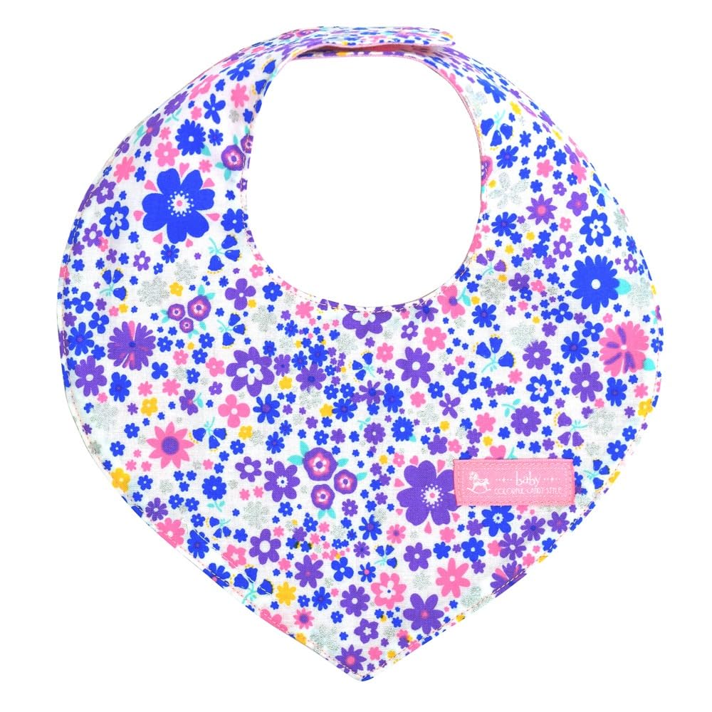 COLORFUL CANDY STYLE Triangle Baby Bib, Flower Airy Shower Lavender, Cotton 100%, Made in Japan, with Tissue Pouch B0207500-NVL2602