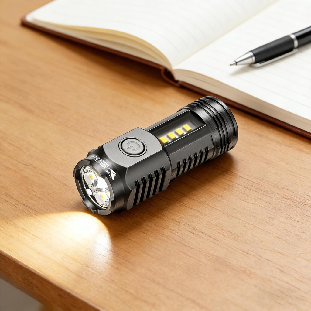 Mini Outdoor Flashlight With 3-Level Brightness Adjustment And Pen Clip Design For Hiking Camping