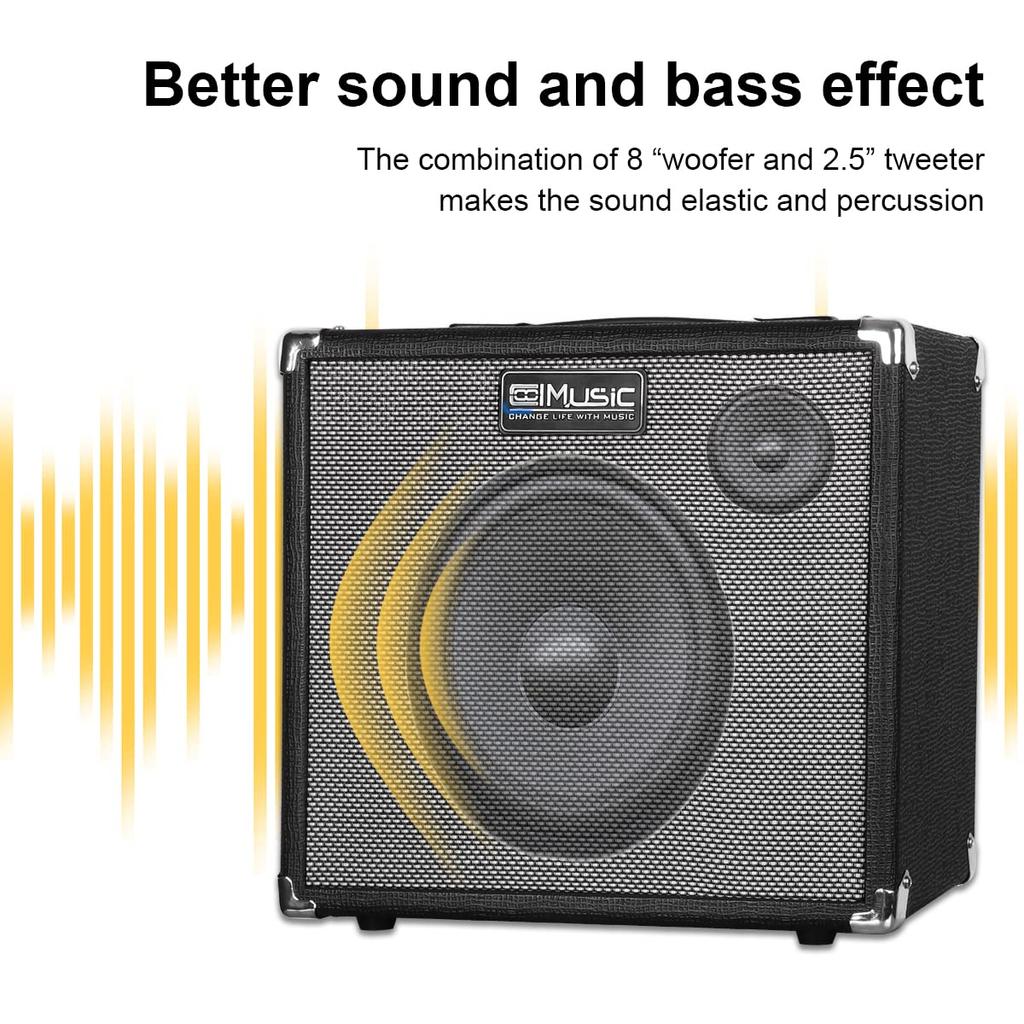 Усилитель для бас-гитары Coolmusic TS112, комбоусилитель для электрогитары и баса мощностью 30 Вт со встроенным чистым и дисторшн-овердрайвом, переключение двух тонов