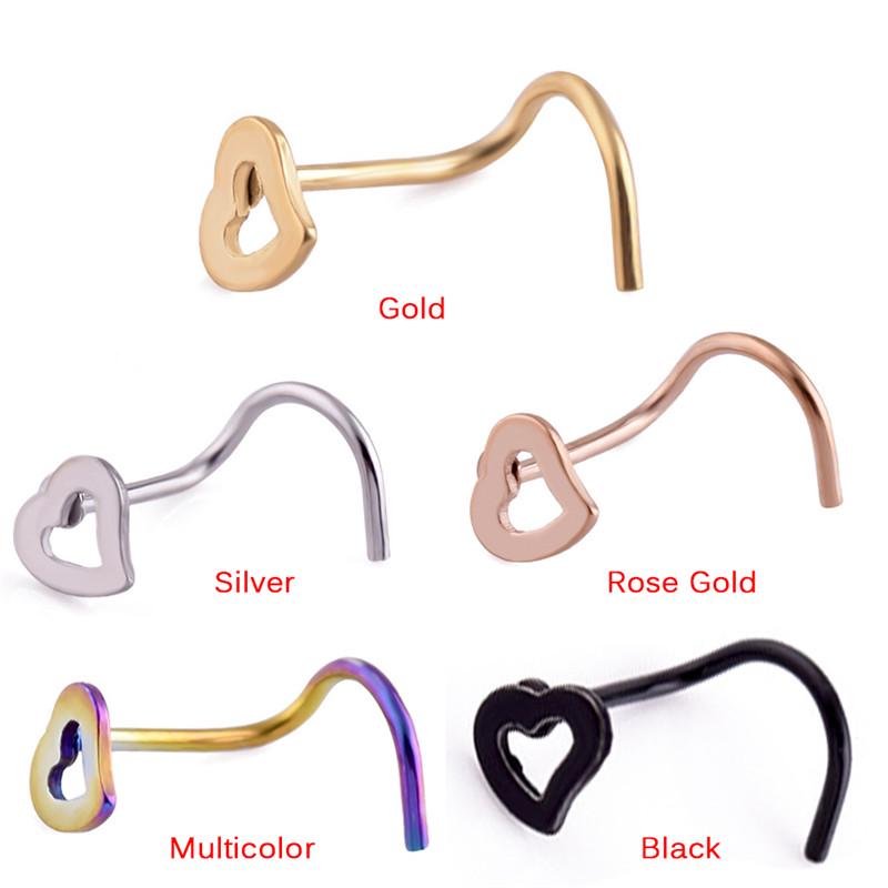 Stainless Steel Piercing Nose Ear Lip Ring Hoop Love Nose Ring Punk Jewelry
