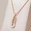 White Zircon Pin Shape Golden Pendant Women Necklaces Fashion Vintage Accessories Party Daily Wearable Personality Jewelry