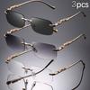 Набор из 3 штук Ретро Минималистичные Металлические Очки с Квадратной Оправой для Мужчин и Женщин Стильные Металлические Петли Декоративные Линзы Идеально для Моды