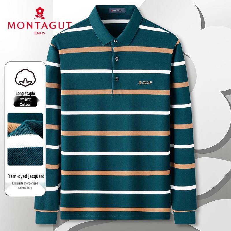 Мужская рубашка-поло MONTAGUT с длинным рукавом, из чистого хлопка, в стиле business casual