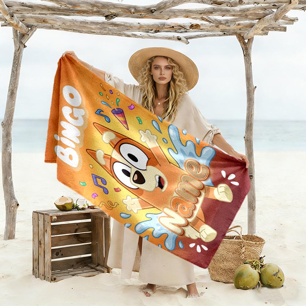 Rainbow Friends Adventure Customizable Name Beach Towel Quick-Dry Soft Microfiber Suitable for Swimming Gym Camping Yoga Vacation