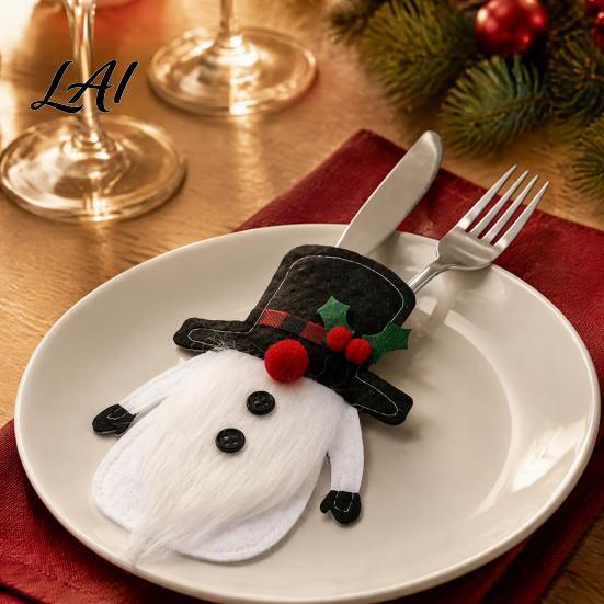 Reusable Flatware Sleeve Christmas Gnome Cutlery Holder Santa Reindeer Knife Fork Spoon Bags Bag Decorations Supplies for Xmas Party Holders