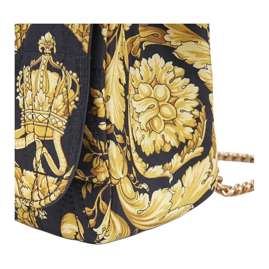 Versace V Quilted Baroque Print Magnetic Flap Fabric Shoulder Crossbody Bag Women bags Multicolor DBFH821-1A04300-5B02V