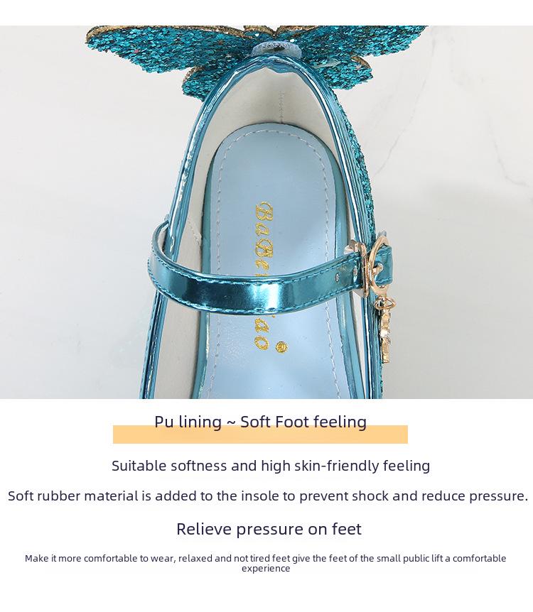 2025 Новые корейские туфли принцессы с кристаллами и пайетками для девочек с мягкой кожаной подошвой