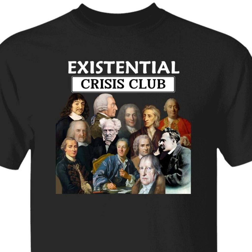 Футболка Клуб Экзистенциального Кризиса Философская Футболка С Руссо Ницше Гегелем Дэвидом Юмом Джоном Локком Дени Дидро Рене Декартом Томасом Гоббсом