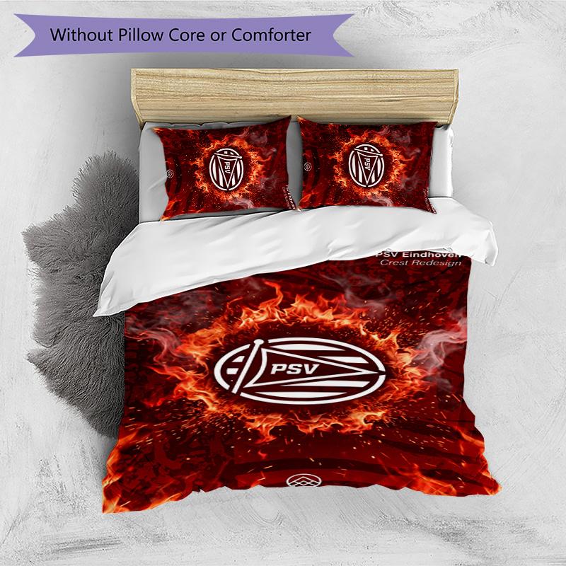 PSV Eindhoven FC Printed 3PCS Bedding Set Breathable Duvet Cover with Pillowcases Decorative Bed Linen for Bedroom Home