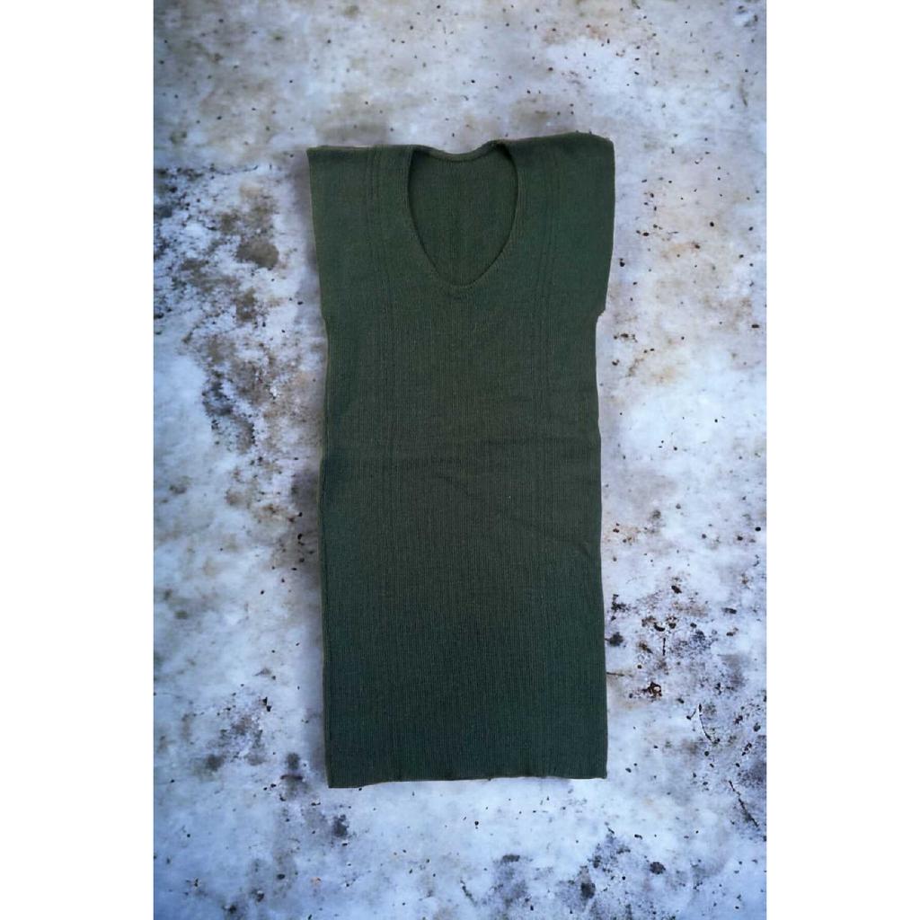 Мужское нижнее белье на бретелях, майка из смеси шерсти и акрила цвета хаки