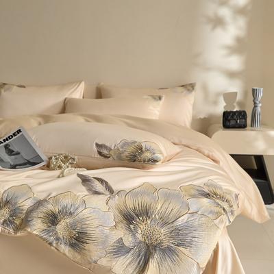 100% Египетский Хлопок Вышивка Цветами Роскошный Комплект Постельного Белья Односпальный Двуспальный Королевский Кинг Пододеяльник Простыня Плоская/На резинке Наволочки