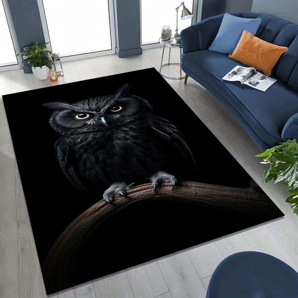2026 New Mysterious Owl Colorful Cartoon Birds Rug for Bedroom Living Room Sofa Home Doormat Decor,Large Kid Non-slip Floor Mat