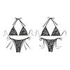 2Pcs/Set Women Bikini Set Halter Swimsuit with Bow Lace-ups Low-rise Swimming Trunks Set