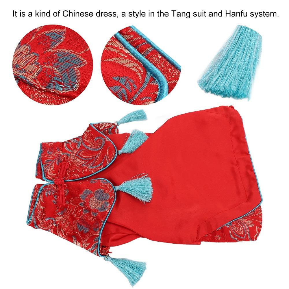 Soft Fabric Dog Cheongsam Floral Print Pet Qipao Dress Traditional Dog Outfit Daily Wear