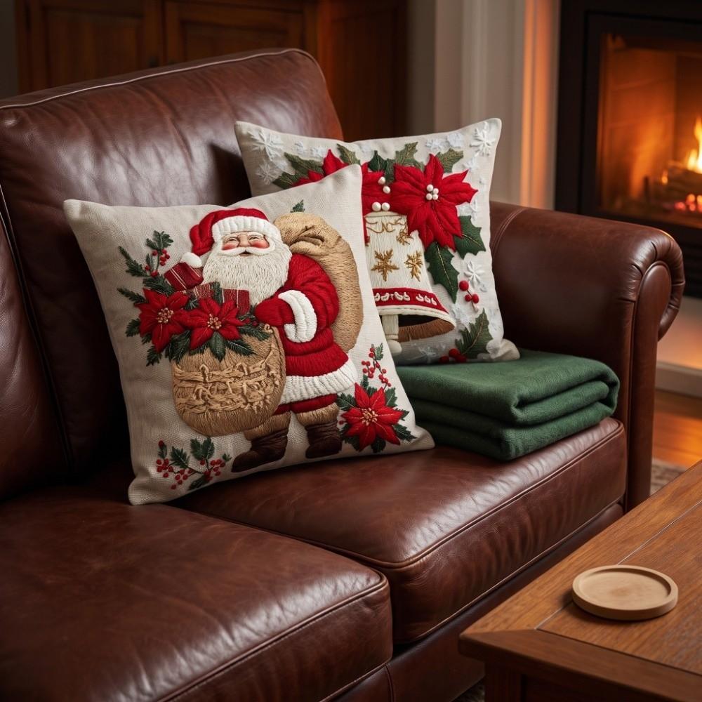 Wreath Throw Cushion Case Soft Santa Pillow Cover Xmas Christmas Pillow Covers Bedroom