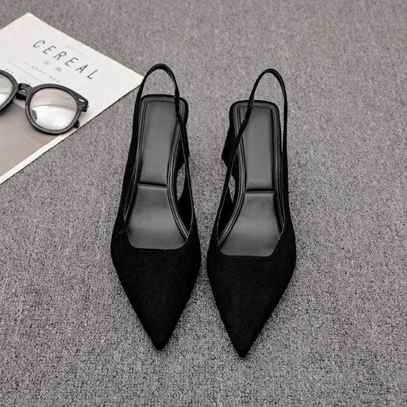 Женские сандалии Закрытые полуботинки Женская обувь Квадратный каблук Острый носок Сексуальные сандалии для платья Корея Азиатский размер Дизайнер Daily Лучший VIP