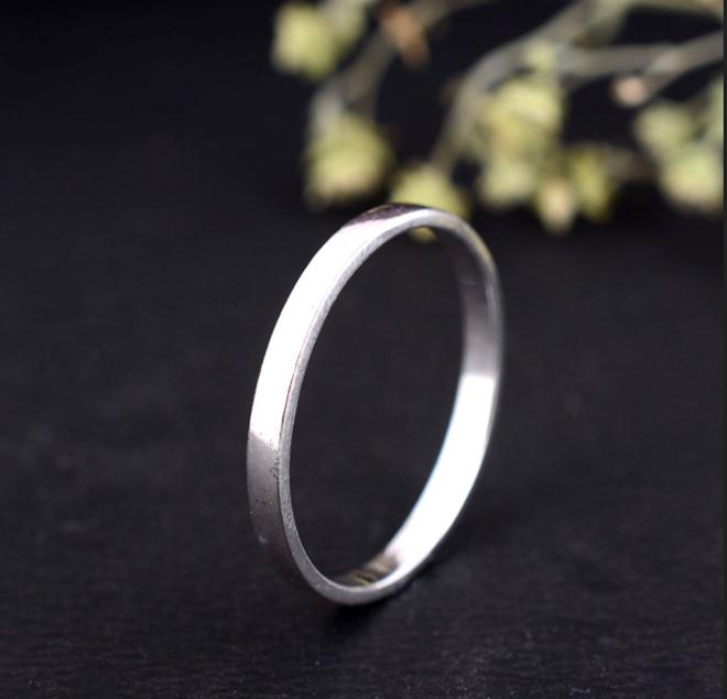 Dainty Silver Stacking Ring | Minimalist Plain Band | Simple Sterling Silver Everyday Ring | Thin Wedding Band Gift for Her