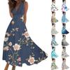 Women's Fashion Casual Loose V-Neck Sleeveless Printed Dresses