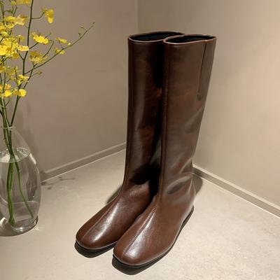 Мягкие ботинки из коровьей кожи на толстой подошве для женской осени и зимы, новые кожаные ботинки с круглым носком, тонкие ботинки на плоской подошве с внутренней платформой, ботинки