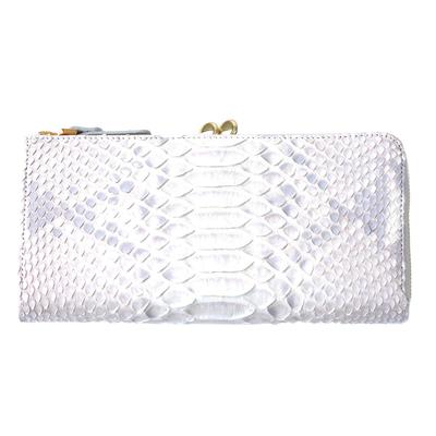 Длинный кошелек VIA DOAN на молнии, застежка Bran Python 452 Ivory, Г-образный
