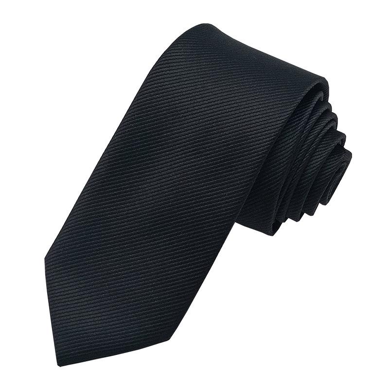 Korean Style Men's Black Tie with Fine Lines - 6cm Hand-Printed Narrow Design for Business Casual Shirts