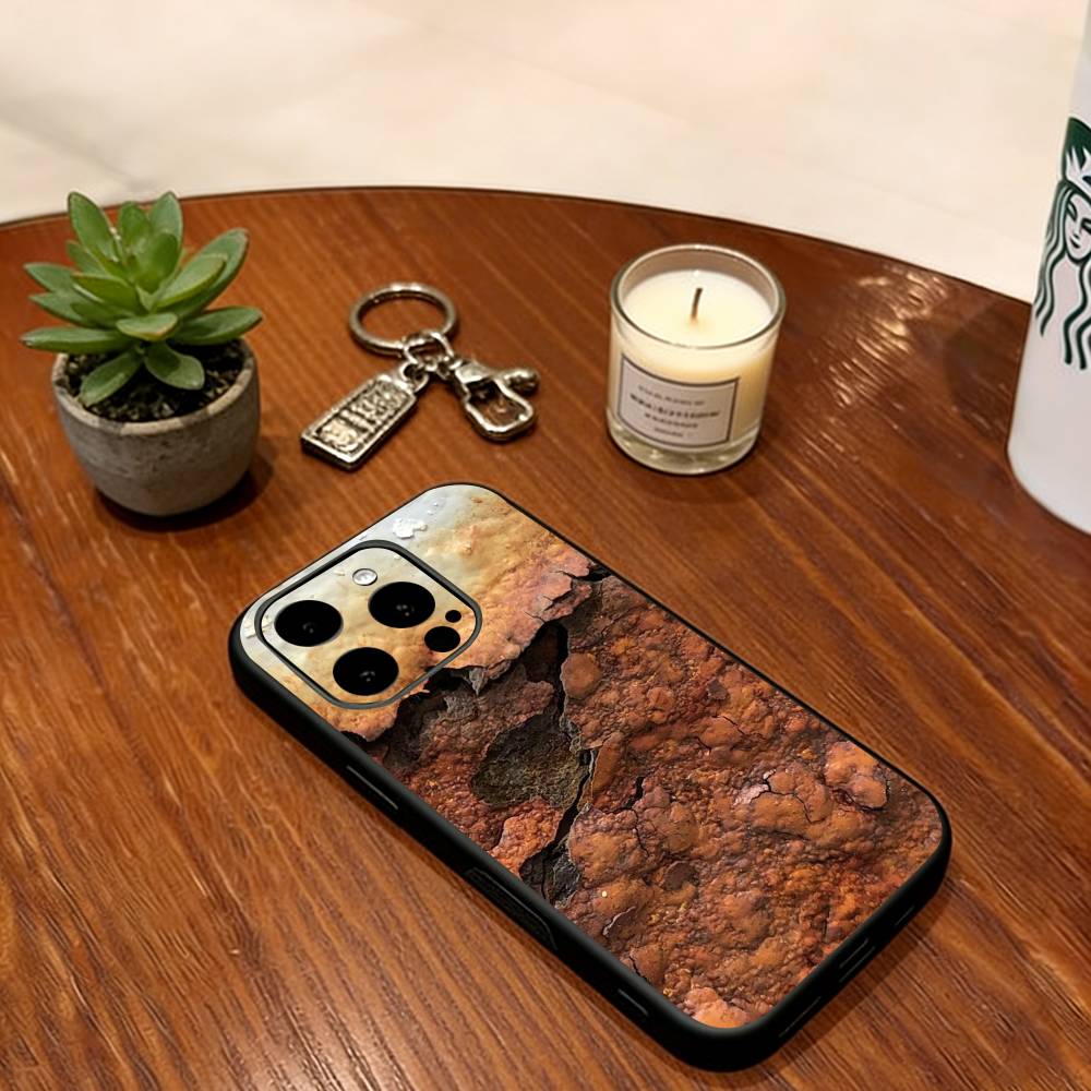 Винтажный чехол-накладка цвета ржавчины для iPhone 17,16,15,14,13,12,11 Plus,Pro Max,XS,Мягкий силиконовый черный чехол